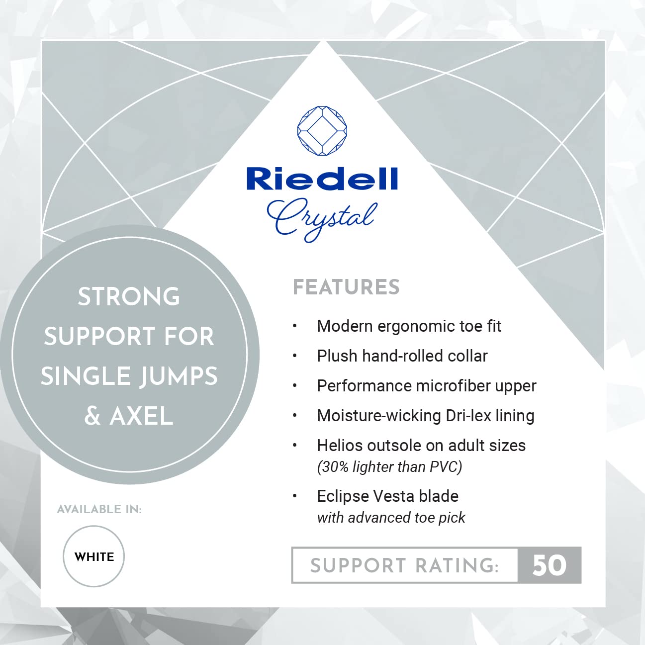 Riedell Crystal Adult Ice Skates for Women and Men - Sleek, Competitive Ice Skates with Moisture-Wicking Dri-Lex Lining and Stainless Steel Blade - Image 9