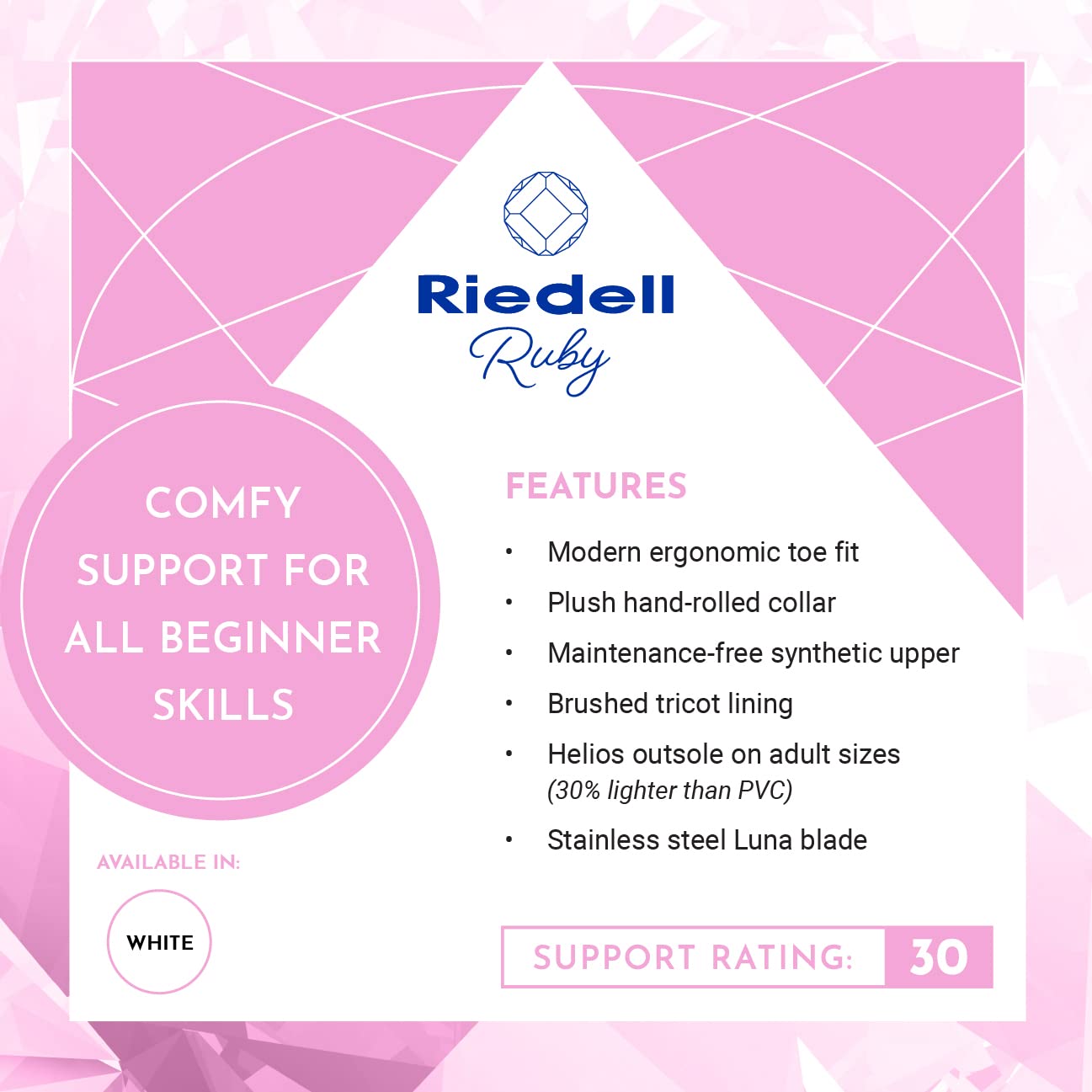 Riedell Ruby Adult Ice Skates for Women and Men - Figure Skates for Casual Skaters with Flexible Support, Ergonomic Toe and Lightweight Helios Outsole - Image 8