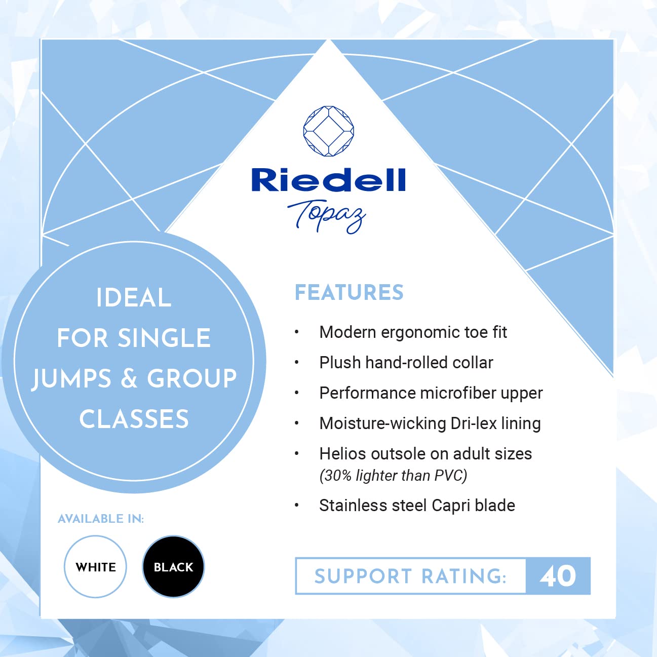 Riedell Topaz Adult Ice Skates for Women and Men - Supportive, Comfortable, Moisture-Wicking Adult Ice Skates with Stainless Steel Eclipse Capri Blade - Image 9